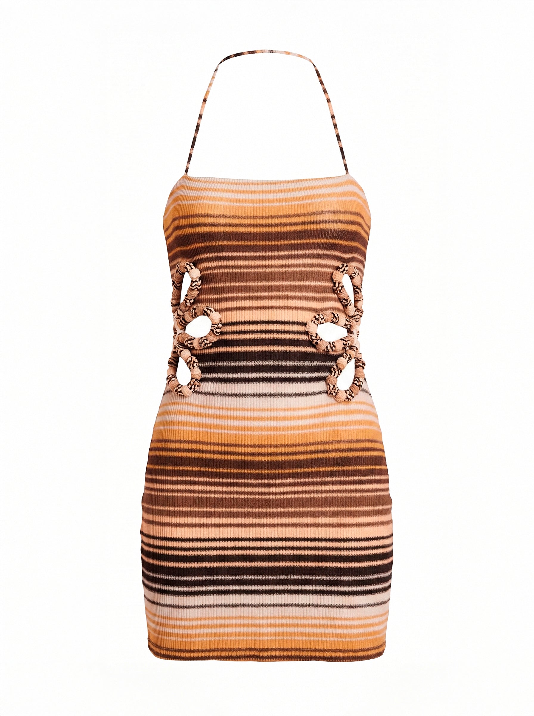 ROSITA DRESS (COL) BROWN MULTI STRIPE