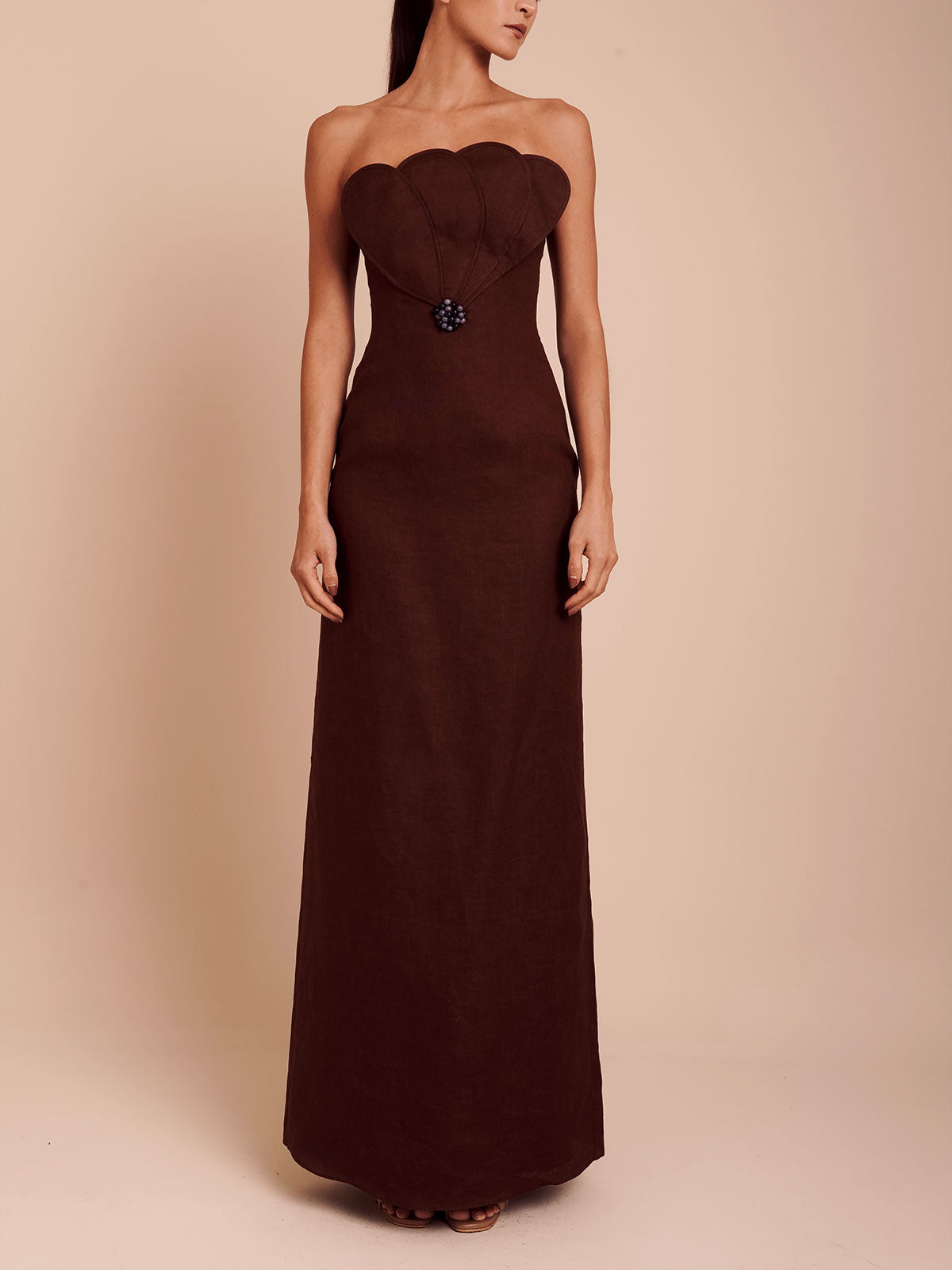 BIANCA DRESS UMBER BROWN