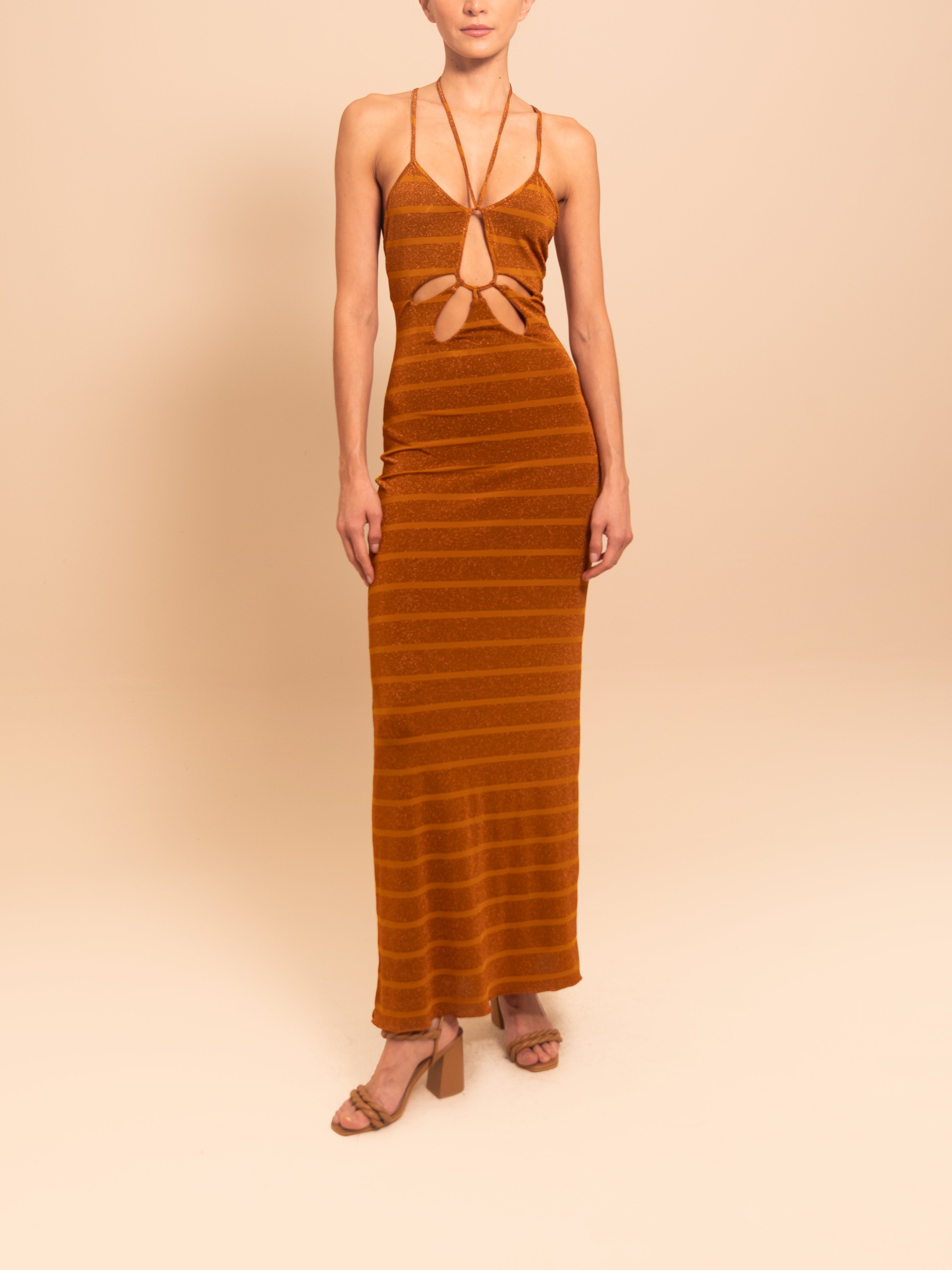 DALIA DRESS BRONZE STRIPE