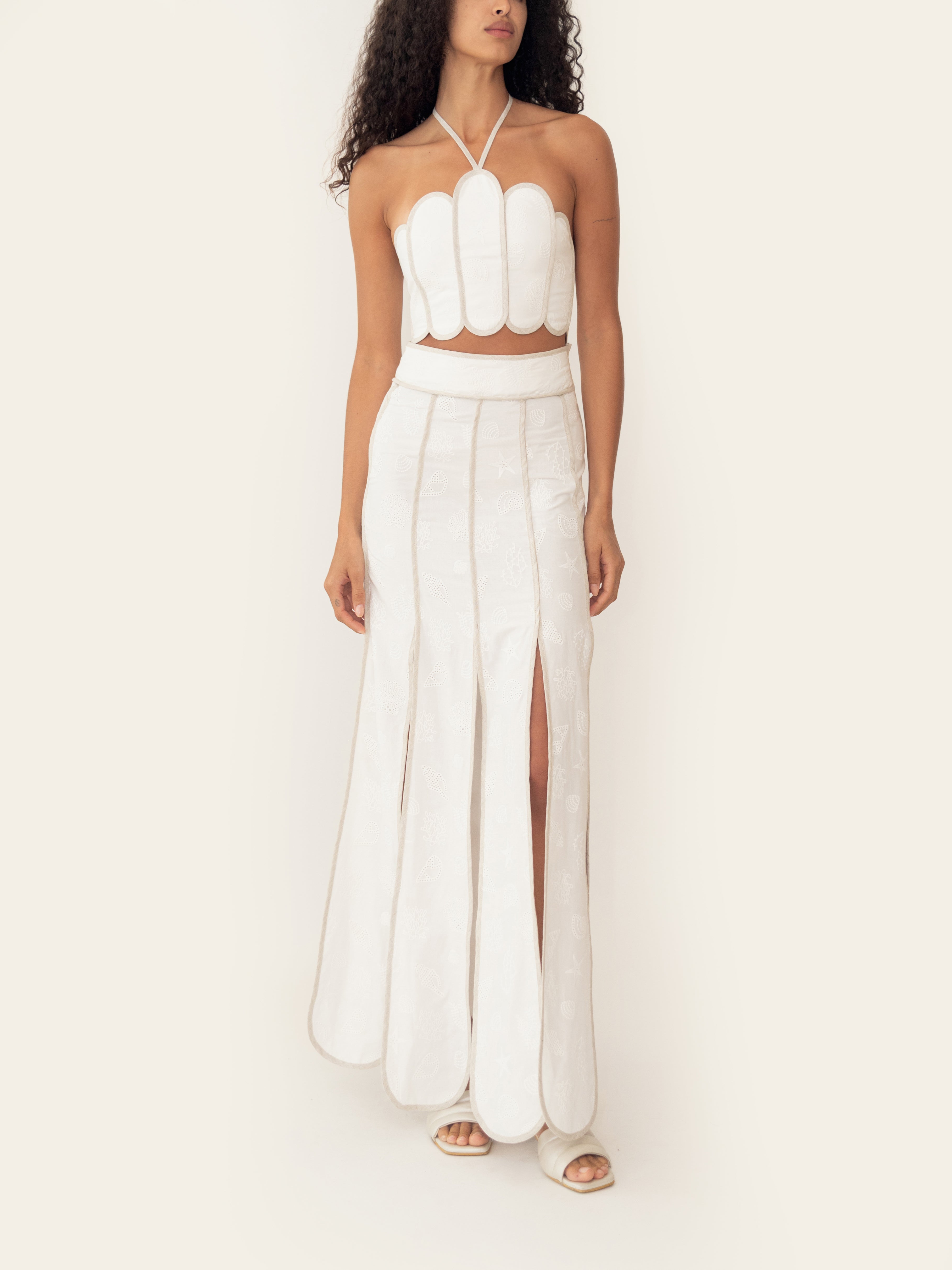 CETINA SKIRT IVORY SEASHELLS