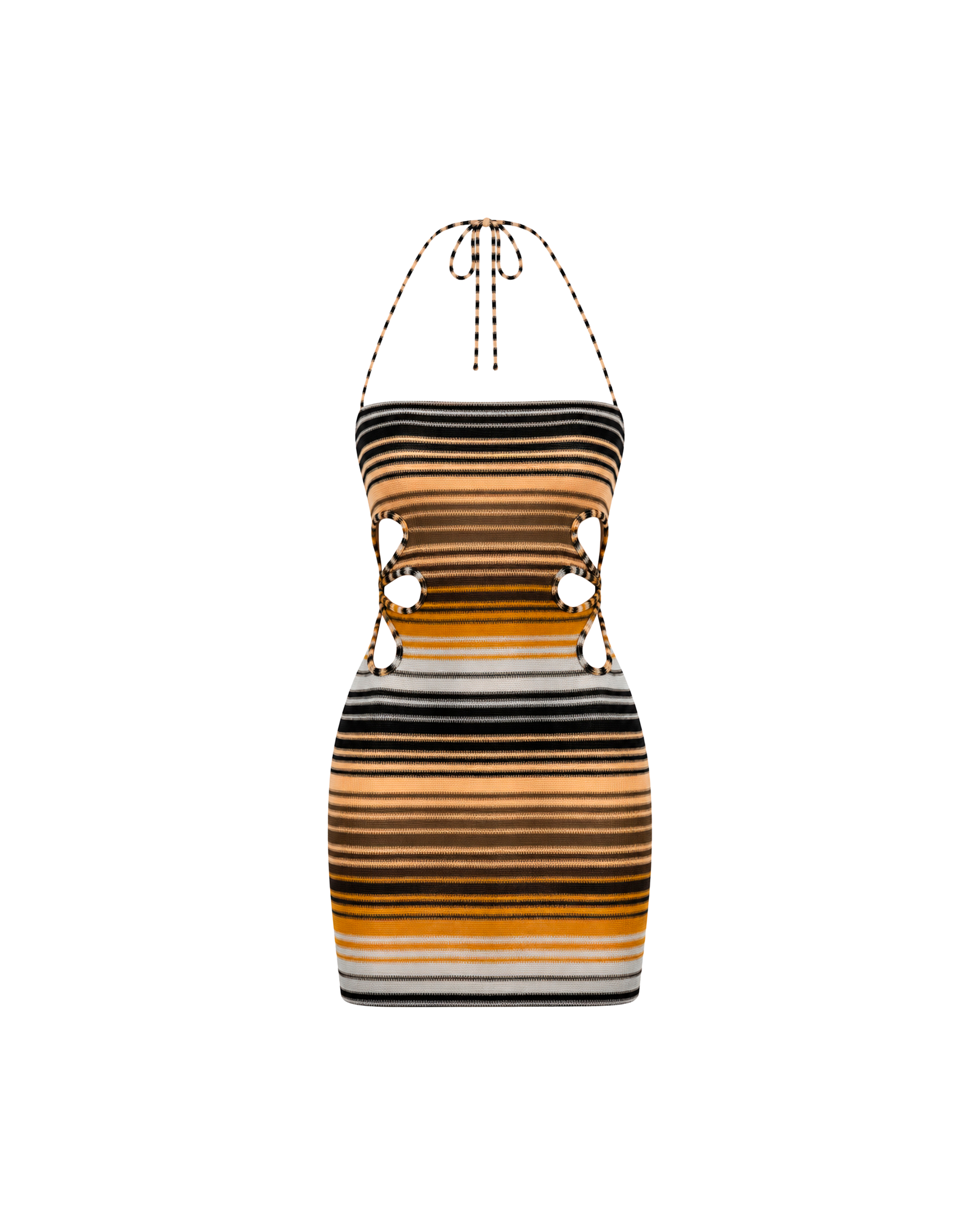 ROSITA DRESS BROWN MULTI STRIPE