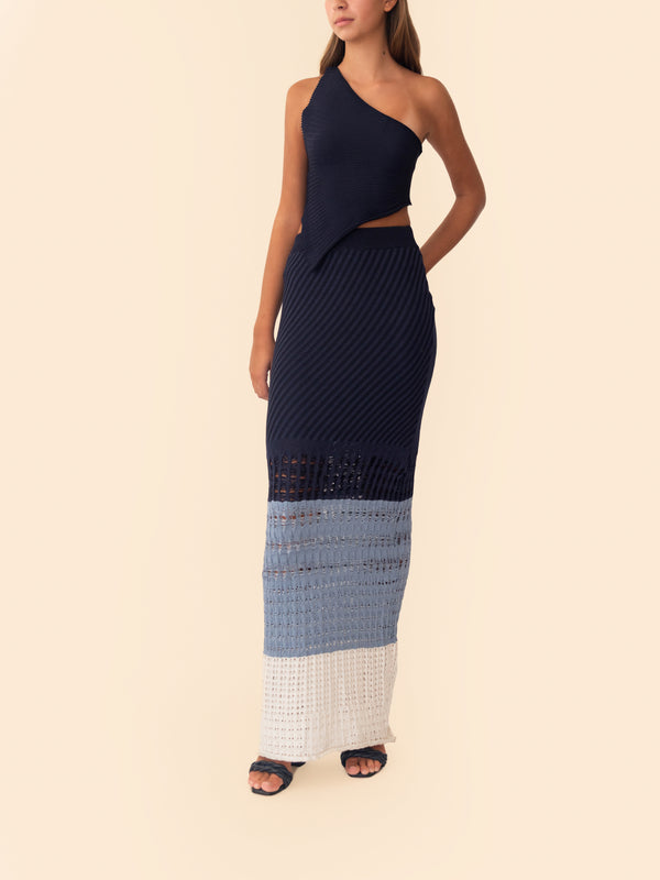 TOPANGA SKIRT (COQUINA) BLUE STRIPES