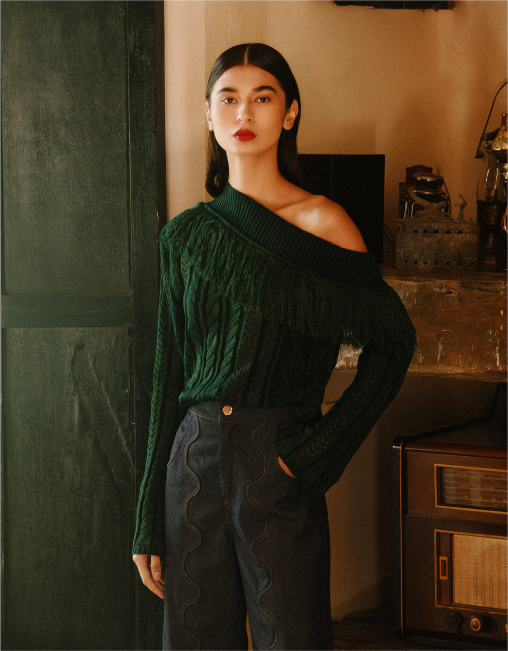 SYLIVIE SWEATER OLIVE GREEN